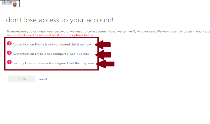 Microsoft Account Information - authentication interface