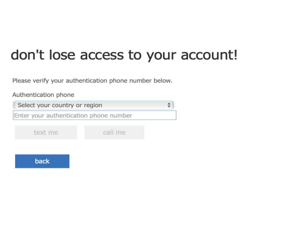 Microsoft Account Information - verify phone information